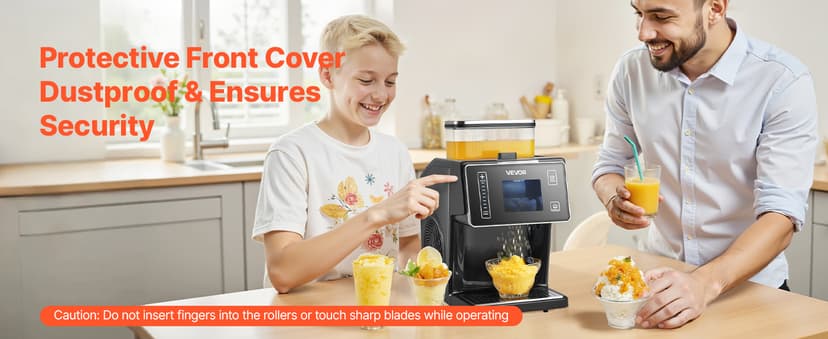 VEVOR Snowflake Ice Machine, 44LBS/24H Snowflake Ice Maker, Ice Shaver Machine with Stainless Steel Blade, Electric Snow Cone Maker with 0.2 Gal Tank, 60S Fast Pre-Cooling, for Home & Small Gatherings