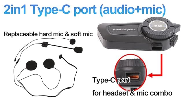 Motorcycle Helmet Bluetooth Headset - Skiing Earphone Waterproof Helmet Headset with Noise Cancellation Ultra-Thin Wireless Headphones Works with All Helmets