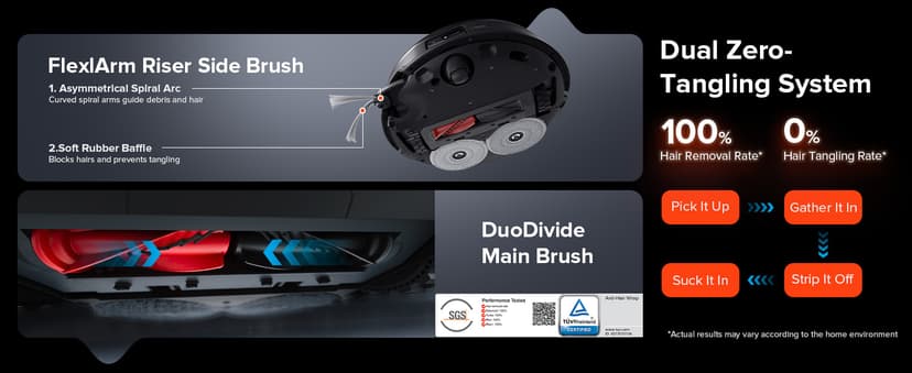 roborock Saros 10R Robot Vacuum and Mop, 22,000 Pa Suction, Zero-Tangling, 3.14’’ Ultra Slim, FlexiArm Riser Technology for Carpet & Floor, Corner & Edge Cleaning, Self-Emptying, Hot Air Drying, Black