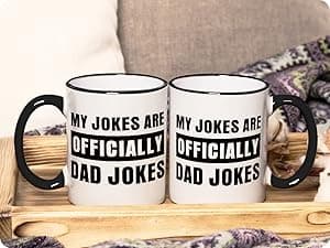 Aurahouse New Dad Gifts First Time, Officially Dad Jokes Mug, Pregnancy Announcement for Husband Funny, Daddy to Be Gifts for 1st Time Dads Birthday Baby Shower Fathers Day, Expecting Father Gift