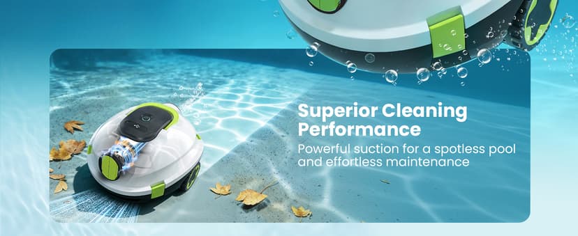 Y20 Robotic Pool Cleaner, Cordless Pool Vacuum for Above Ground & Inground Flat Pools with Dual Motors, 120 Min Runtime, Auto-Parking, Powerful Pool Vacuum Robot for Up to 1100 Sq.Ft