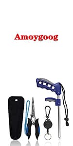 Amoygoog Stainless Steel Fishing Pliers - Needle Nose Plier for Cutting Fishing Line, Multitool Pliers with Sheath and Telescopic Lanyard | Fishing Tools