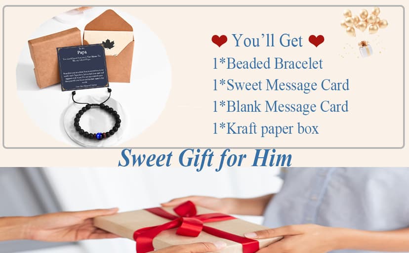 Fathers Day Gift for Dad, Papa, Boyfriend's Dad Bead Bracelet for Birthday, Christmas
