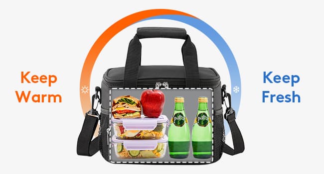 Lifewit Medium Lunch Bag Insulated Lunch Box Soft Cooler Cooling Tote for Adult Men Women, Black 12-Can (9L)