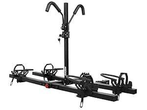 Bike Rack Hitch with Lock, Platform 2-Bike Rack for Car SUV RV Camper Truck Trailer, Hitch Bike Rack for Fat Tire, Mountain Bikes, EBikes and EMTB, 180 lbs Capacity Bike Carrier for 2" Receiver