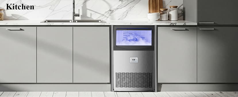 Commercial Ice Maker,200 lbs/24H,96 Cubes in 14 Mins,Stainless Steel Ice Machine with 33 lbs Storage Capacity,Water Filter,Self-Cleaning,Under Counter/Freestanding Ice Maker for Restaurant,Cafe,Home