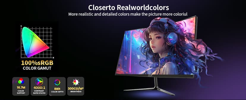 ZZA 25" Curved Gaming Monitor, 240Hz|144Hz FHD(1920 * 1080P) VA Screen Computer Monitor, Supports Freesync, 120% sRGB, Blue Light Filter,AMD Freesync, Wall Mountable Installs(HDMI 1.4/DP 1.2)