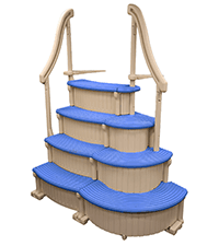 Confer Plastics Curve CCX-AG Drop in Above Ground Pool Step with Blue Treads - Base Step with Add-On