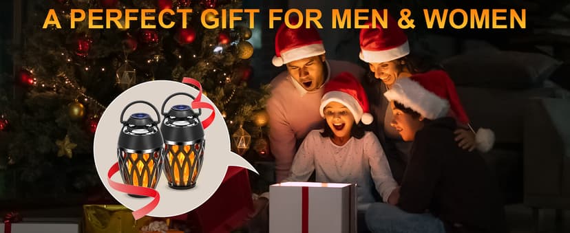 Vanten 2 Packs Outdoor Bluetooth Speakers, Bluetooth 5.0 Led Flame Speaker, IPX5 Waterproof Flame Torch Atmosphere Speaker, Flame Lamp, Gifts for Men Women, Decorations for Party Garden Patio