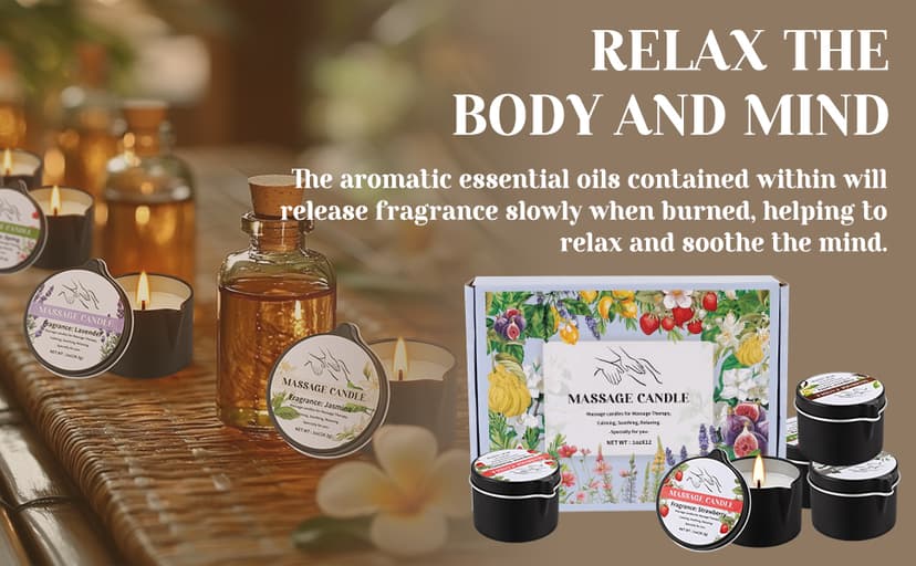 1oz Low Temperature Body Oil Scented Candles for Home Spa & Relaxation 12pcs Massage Oil Candle,Moisturising Natural Soybeans Gift Sets B0G4PYMTJP