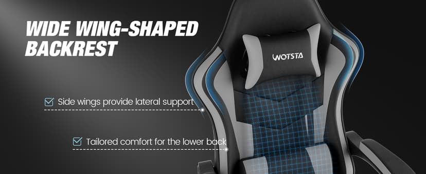 Gaming Chair with Footrest, Ergonomic Gaming Chair, Computer Chair with Lumbar Support, Headrest, Height Adjustable PC Chairs with 360° Swivel Seat for Office or Gaming BlackGrey