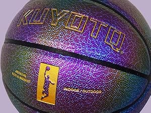 KUYOTQ Kids Youth Women Basketball - Shiny Purple Leather Size 3/4/5/6 - 22/25.5/27.5/28.5" Dazzle Textured Basketball for Boys and Girls (Deflated, Without Pump)