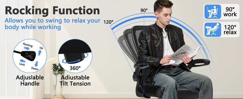 KLASIKA Desk Chairs with Wheels, Ergonomic Mesh Office Chair Adjustable Height and Swivel Lumbar Support Home Office Chair with Flip Up Armrests (8PK)
