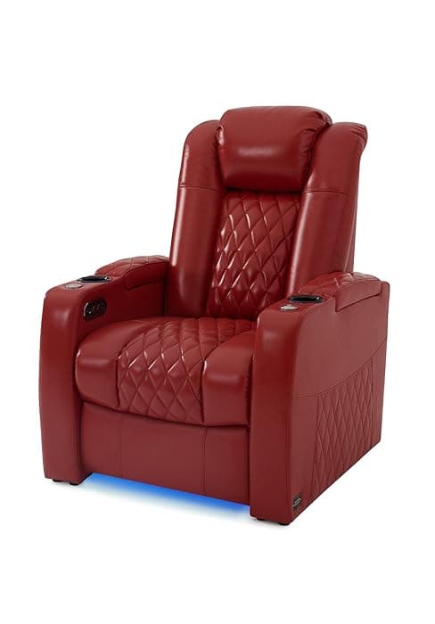 comfiroom Leather Home Theater Seating, Classic Series Game Seats Movie Theater Chairs Recliner Sofa with Type-C USB Charger Port, Bedroom Sofa Chair for Living Room (Black, Row of 1)