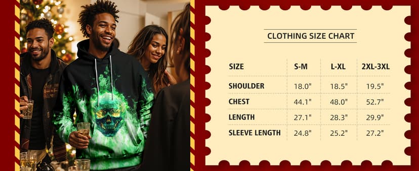 SANKILL Graphic Hoodies for Men Funny Novelty Pullover Sweatshirt Xmas Gifts Black red Anime Hoodie Cool Designs Rapper