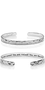 Carviell Bracelets for Women – 100+ Meaningful Engraved Messages – Solid 316L Surgical Stainless Steel Cuff Bracelet – Gift Ready B094NY63KJ