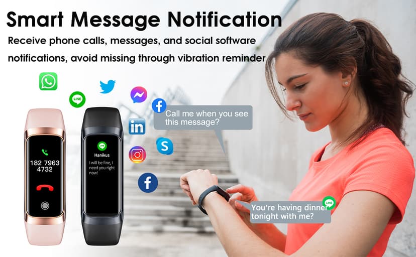 Fitness Tracker, 24/7 Heart Rate Blood Oxygen Blood Pressure Body Temp Monitor Sleep Calorie Tracker with 1.1" AMOLED Touch Color Screen Pedometer Smart Watch Waterproof for Women Men