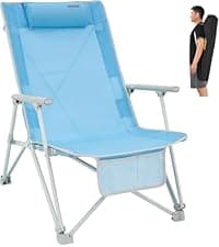 #WEJOY Folding Beach Chair for Adults, Lightweight Beach Chair with Shoulder Straps, High Back Camping Chairs with Hard Armrest, Supports 300lbs for Outdoor Lawn Concert