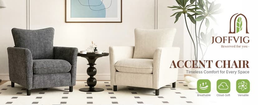Accent Chairs for Living Room Chairs, Reading Chair Mid Century Modern Chair, Soft Chenille Sofa Chair, Upholstered Arm Chair Comfy Chair Side Chair