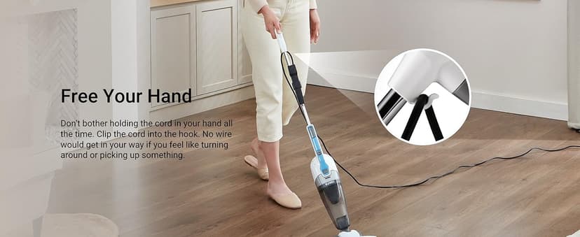 Eureka Corded Stick Vacuum Cleaner for Home Pet Hair, Lightweight Stick Vacuum Cleaner with Powerful Suction for Carpet Tile and Hard Floor, Aqua Blue, 3-in-1 Handheld Vac NES100