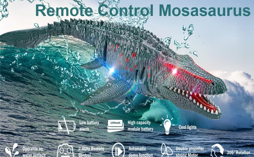 2.4GHz Remote Control Mosasaurus Dinosaur Swimming Pool High Simulation Toys, RC Boat Lake Bathroom 8-12 Years Boys Girls Christmas Halloween Tricky Birthday Gift