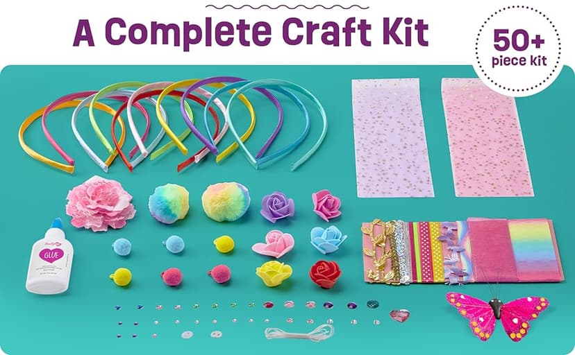 Pretty Me Headband Making Kit for Girls - Arts & Crafts Gift - Make Your Own Fashion Headbands for Kids - DIY Hair Accessories Set - Gift for Ages 5-12 Year Old Girl - Little Kids Art & Craft Gifts