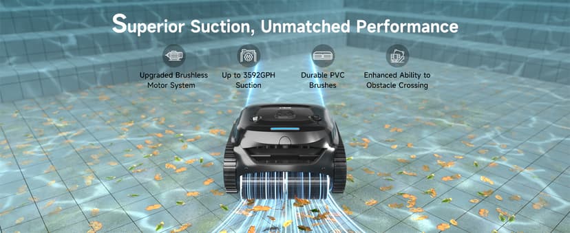 WYBOT C2 Cordless Robotic Pool Cleaner, Pool Vacuum Robot for Inground Pools with Dual Filter, Lasts 180 Mins, Wall & Waterline Cleaning, Smart Weekly Timer, OTA Upgarded (Dark Black)