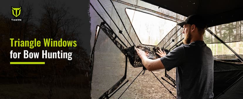 TIDEWE Hunting Blind 270°Full See Through with Windproof Curtain, Silent Magnetic Door & Sliding Windows, Pop Up Ground Blind with Carrying Bag, 300D Portable Tent
