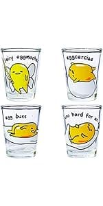 Silver Buffalo Sanrio Hello Kitty Spring Garden Flowers 4 Pack Mini Glass Set, 1.5 Ounces