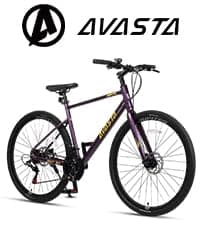 AVASTA Jupiter 700C Road Adult Step-Over Hybrid Cycling Bike Bicycle, Aluminum Frame, 21-Speed, Dual Disc Brakes, Multpile Colors for Men Woman Male Female