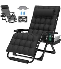 ZENPETIO Oversized Zero Gravity Chair, 33In XXL Zero Gravity Recliner Lounge Chair, Anti Gravity Chair for Indoor and Outdoor, Reclining Camping Chair for Lawn and Patio w/Cushion and Footrest, 500LBS