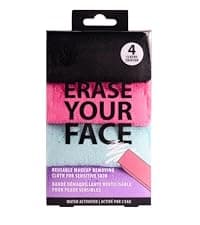 ERASE YOUR FACE Reusable Makeup Remover Cloths - Microfiber Face Towels to Cleanse & Remove Makeup - Water Activated for Sensitive Skin - Multi-Color (4 Count)