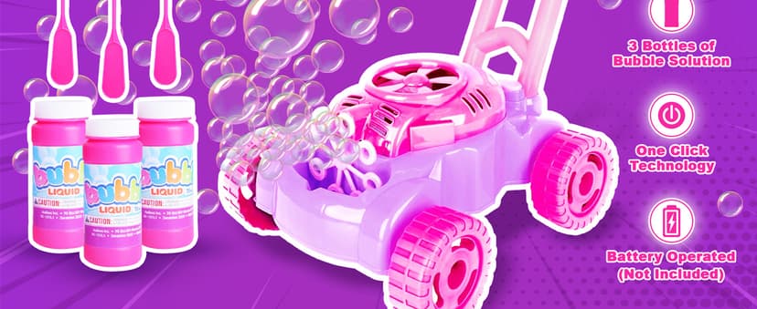 ArtCreativity Bubble Lawn Mower for Toddlers 1-3, Kids Bubble Machine for 1-Year-Old Girl Gifts, Summer Outdoor Push Gardening Toys for Kids Age 1 2 3+ Birthday Gifts for Preschool Girls