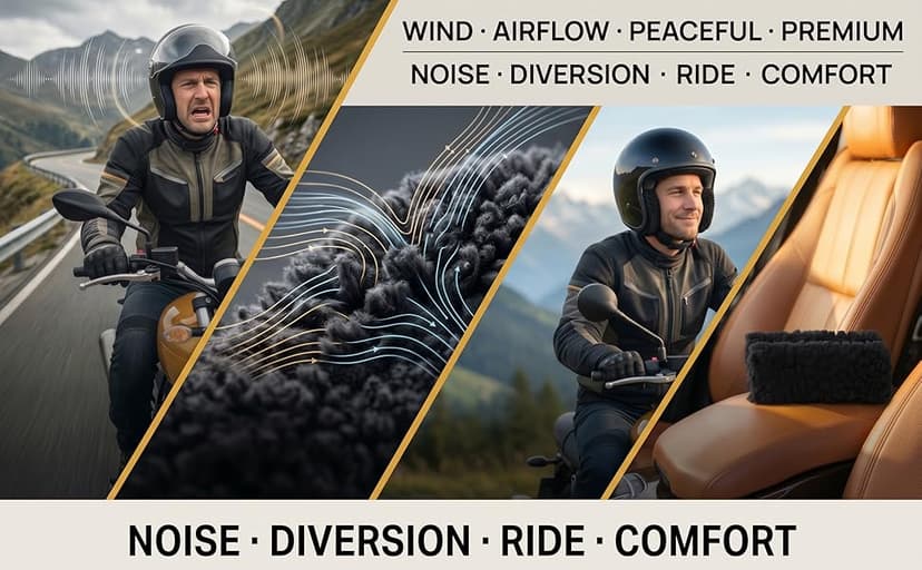 Helmet Wind Noise Reducer – Motorcycle Ear Plugs Alternative for Ear Wind Protection & Noise Blocker, Fits Bike & Motorcycle Helmets