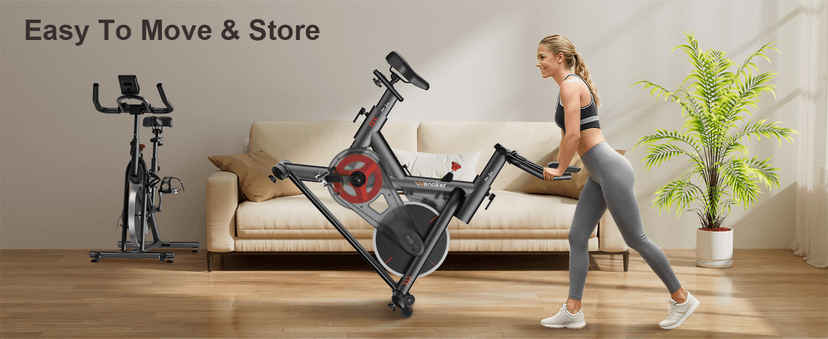 Exercise Bike for Home – 350LB Indoor Cycling Bike, Silent Stationary Spin Bike with App Sync, Adjustable Seat, LCD Monitor, Smooth & Quiet for Cardio Workout