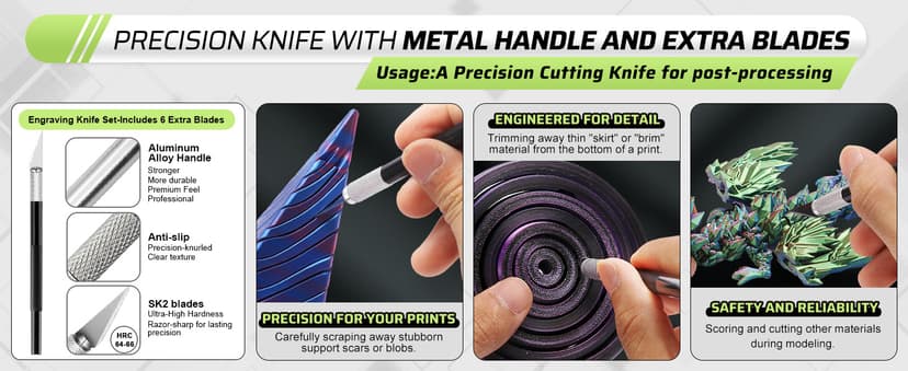 3D Printer Tools Kit, 34pcs 3D Printer Accessories for All FDM/SLA Printers Includes Nozzle Cleaning, Removal Scrapers, Finishing Tools, 5 Types of Files,Brushes, Wire Cutter, Engraving Knife