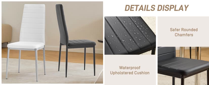 Karl home Dining Chairs Set of 4, PU Leather Balck Kitchen Chairs with Padded High Back & Foot Cap Protection for Dining Kitchen Living Room,300lbs Capacity,Space-Saving