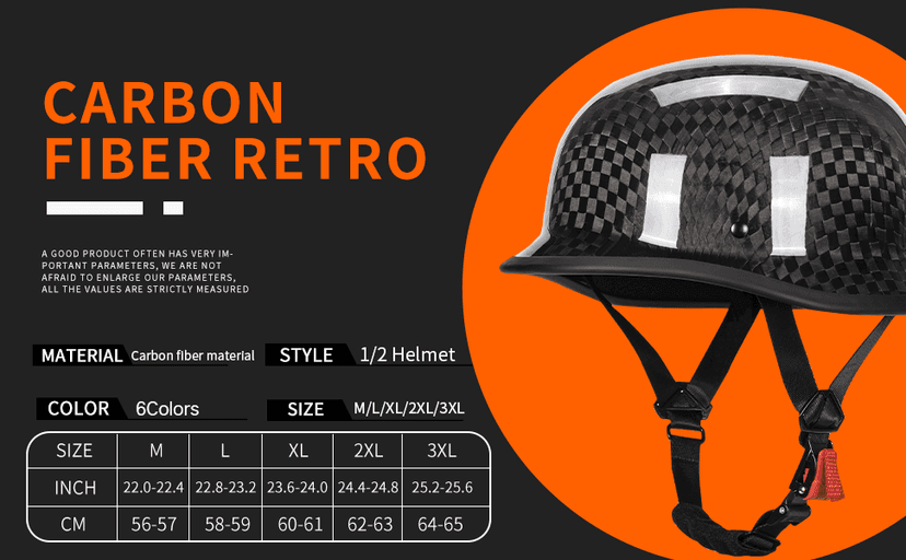 Vintage Motorcycle Half Helmets, Carbon Fiber Open Face Retro Motorcycle Helmets, German Style Half Shell Dot Helmet