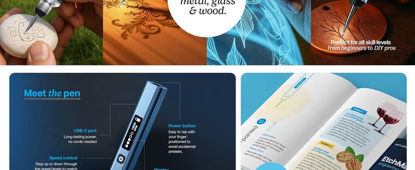 Cool Birthday Gift Ideas - Engraver Pen Tool - Teen Boy Gifts - Unique Gifts for Women, Teenage Girl - Craft Kits for Adults EtchMate Engraving Pen for Metal, Wood, Glass, Plastic & All Materials B0FRNNZZZH