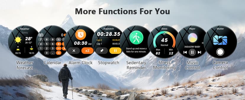 IOWODO Military Smart Watch for Men -100-Day Long Battery Life,Fitness Tracker with LED Flashlight/Compass,Heart Rate Monitor,120+ Sports Modes,IP68 Waterproof,Bluetooth Call Smartwatch for iOSAndroid