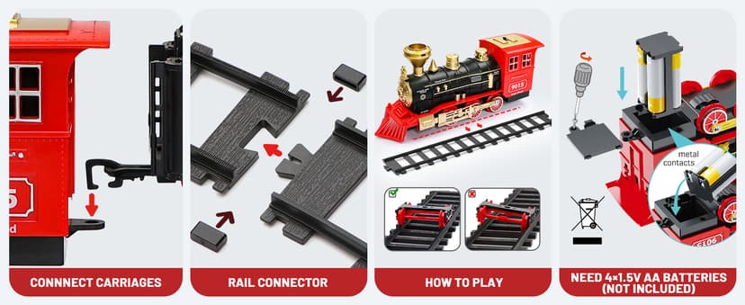 Hot Bee Train Set - Train Toys for Boys with Smokes, Lights and Sound, Toy Train Set for Under Christmas Tree, Toddler Model Trains for 3 4 5 6 7 8+ Years Old Kids Christmas Toys Gifts