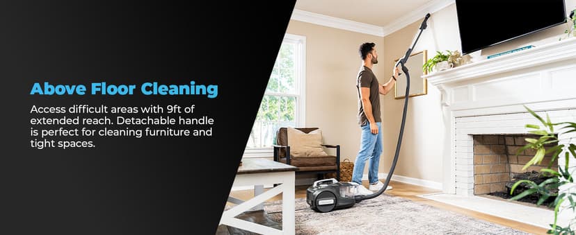 Kenmore DC5070.01 Upgrade 500 Series Bagless Canister Vacuum with Hair Eliminator Brushroll,2-Motor Cyclonic Technology, HEPA Filtration & 24' Auto Cord Rewind for Pet, Carpets, Hard Floors, Stairs