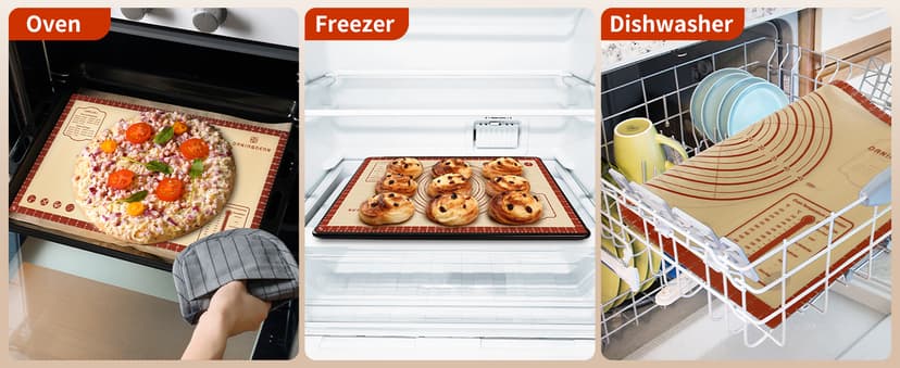 26x16 Inch Extra Thick Silicone Baking Mat with Measurements, Non-slip and Reusable - For Cookies, Bread, Pastry