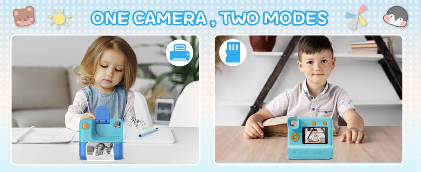 Kids Camera Instant Print, Christmas Birthday Gifts for Girl Boys 3-12 Years Old, FHD Selfie Digital Video Cameras Toddler 3 Rolls Print Paper & 32G Card (Blue) B0CSYC751H