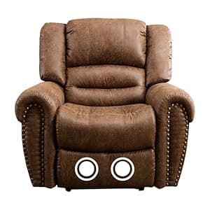 CANMOV Leather Recliner Chair, Classic and Traditional Manual Recliner Chair with Comfortable Arms and Back Single Sofa for Living Room, Nut Brown