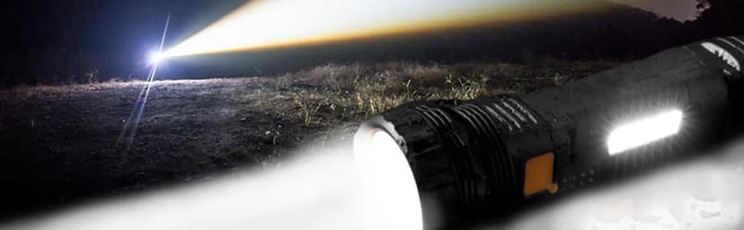 Solar/Rechargeable Multi Function 1000 Lumens LED Flashlight, with Emergency Strobe Light and 1200 Mah Battery, Emergency Power Supply and USB Charging Cable, Fast Charging (1PC)