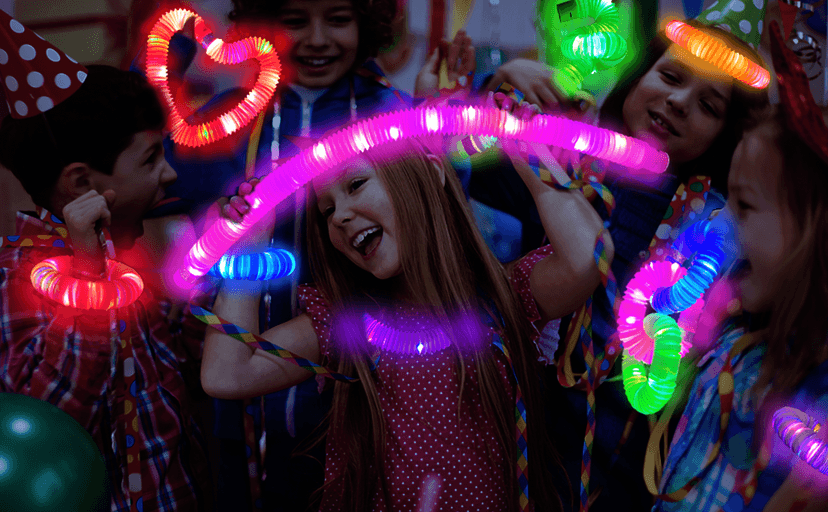 Christmas Glow Sticks Stocking Stuffers for Toddlers-6 PCS Light Up Pop Tube Party Favors Toys Gifts for Kids,LED Bracelet Necklace Accessories,Fun Camping Essentials Games Activities for Boys Girls