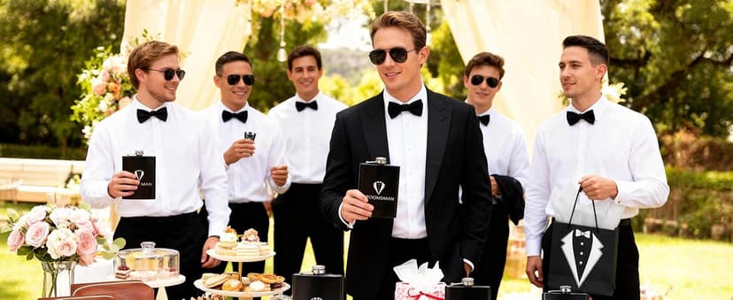 60Pcs Groomsmen Gifts Set of 6, Groomsmen Proposal Box with Flasks Sunglasses PU Leather Toiletry Bag Bottle Opener for Wedding Groomsman Best Man Gift