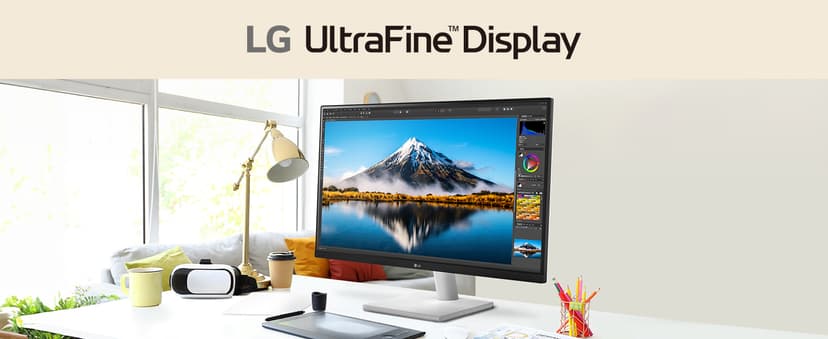 LG 27US500-W Ultrafine Monitor 27-Inch 4K UHD (3840x2160) HDR10 IPS Borderless Design Reader Mode Flicker Safe Switch App HDMI DisplayPort - White