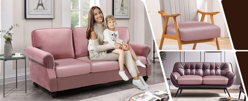 Fuloon Faux Leather Couch Cushion Slipcover, Waterproof Stretch Covers for Sofa, RV Chair Seat Cover, Individual Loveseat Couch Cushion Replacement, PU Leather Sofa Slipcovers(3 Pack, Brown)